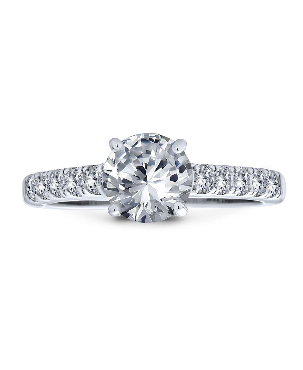 Помолвочное кольцо Bling Jewelry Classic 1.75CT CZ Round Solitaire из стерлингового серебра.925
