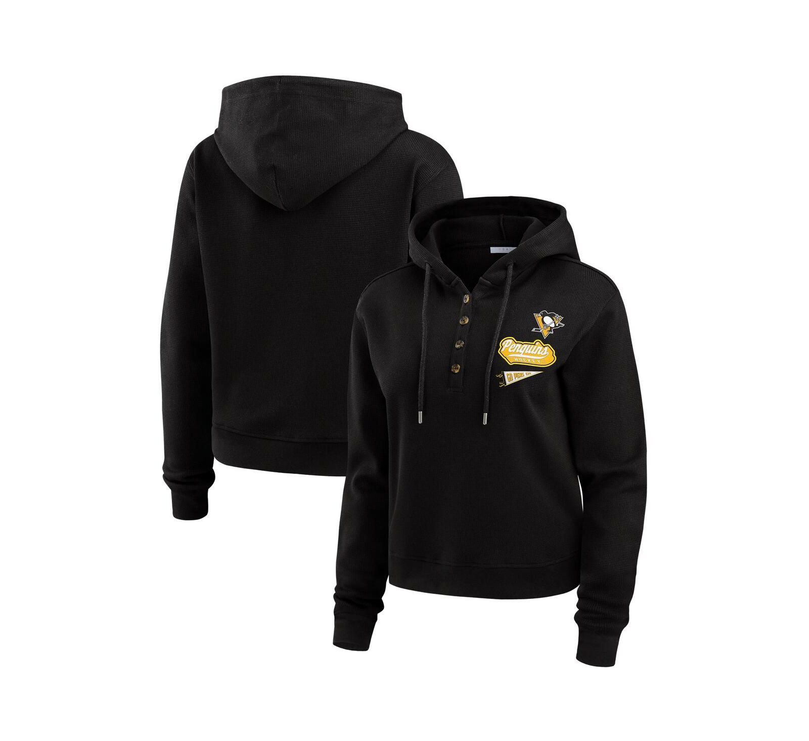 WEAR by Erin Andrews женское худи с вафельной вязкой Pittsburgh Penguins, черное