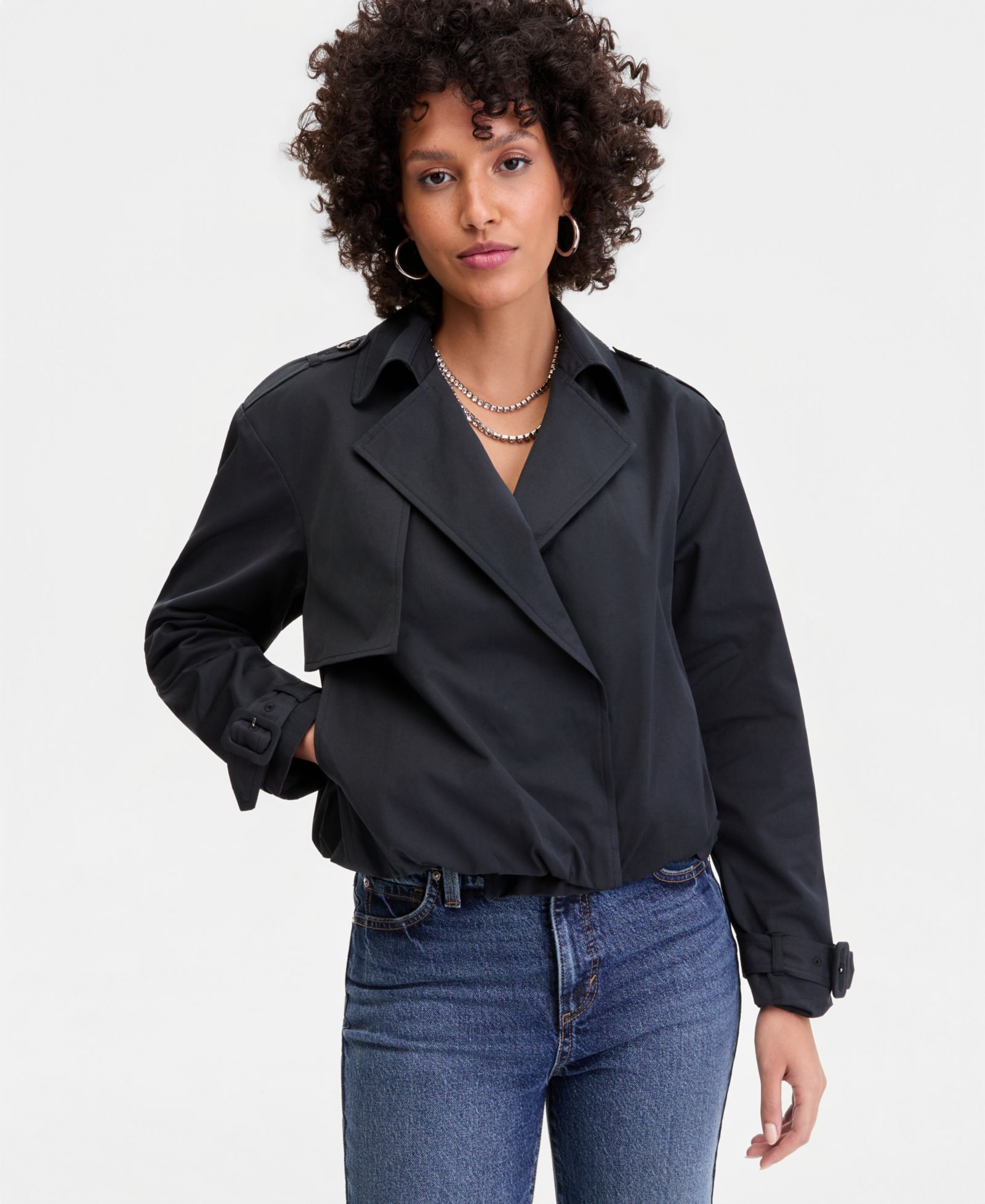 I.N.C. International Concepts Women's Bubble-Hem Short Trench Coat, Macy's Exclusive