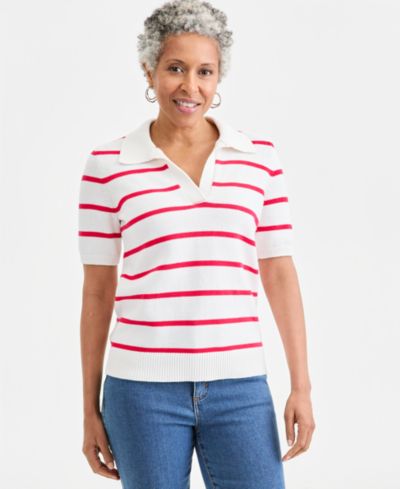 Детский джемпер Style & Co Petite Striped Cotton Elbow-Sleeve Johnny Collar