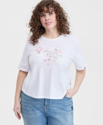 On 34th Trendy Plus Size Dreamscape Appliqué T-Shirt, Macy's Exclusive