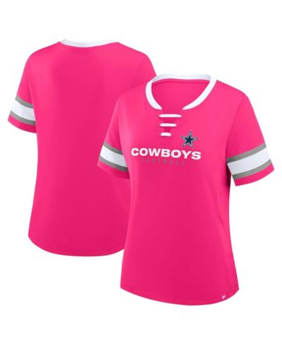 Fanatics Women's Pink Dallas Cowboys Redzone Draw Play Athena Lace-Up T-Shirt