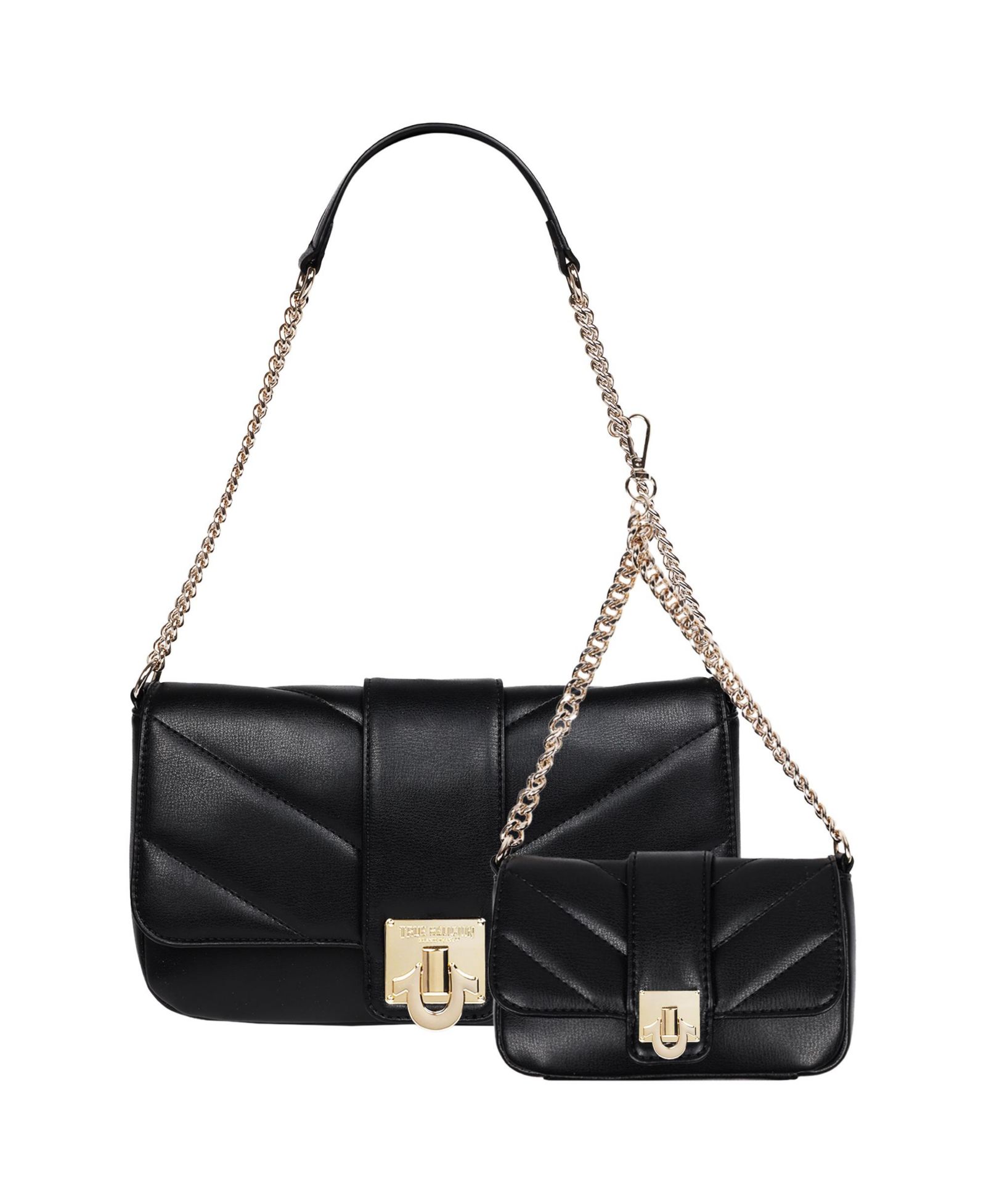 True Religion Quilted Flap Shoulder Bag with Mini Bag