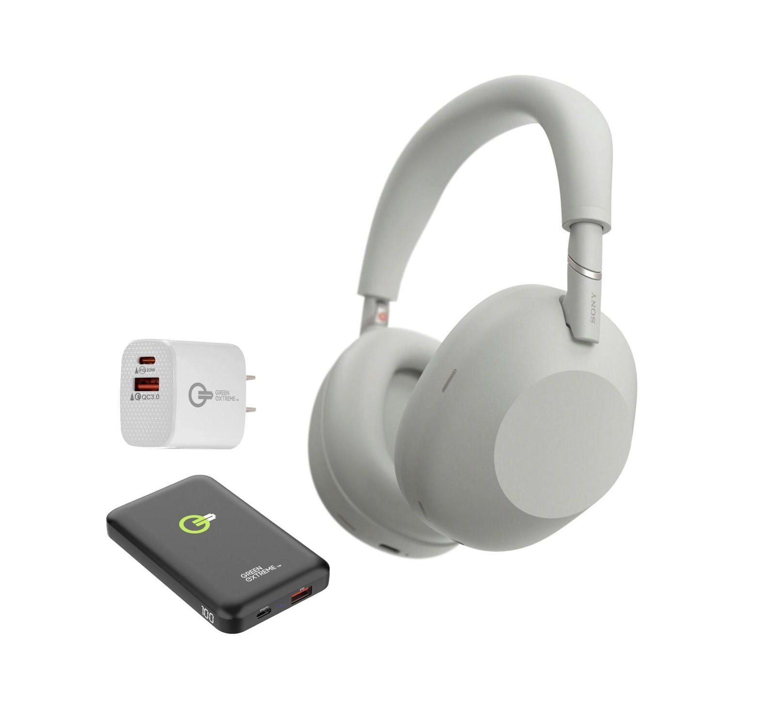 Sony WH-1000XM6 Wireless Noise Canceling Over-Ear Headphones,Silver w/Stand