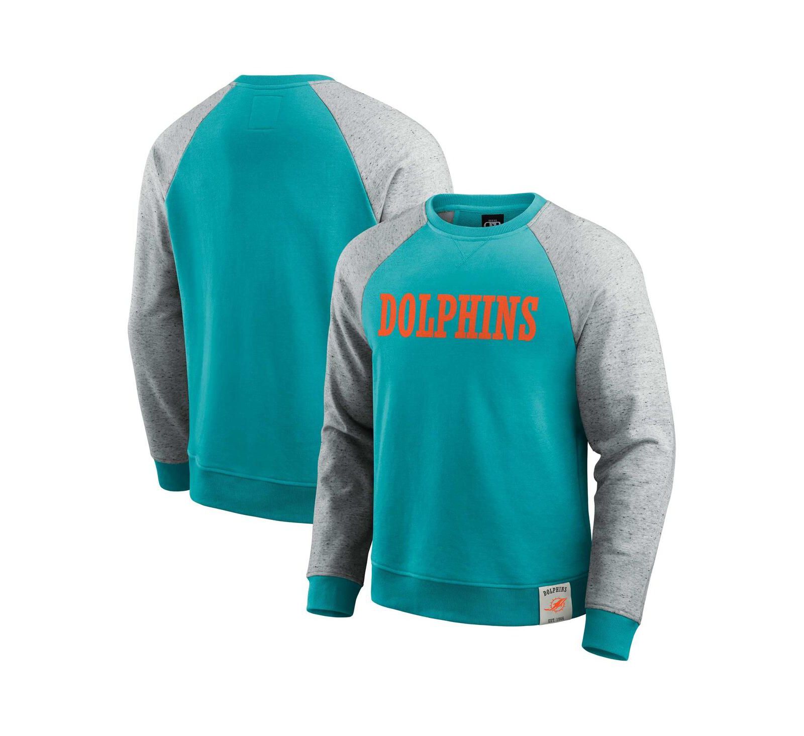 Мужская толстовка Darius Rucker Collection by Fanatics Aqua/Heather Gray Miami Dolphins Color Block Pullover