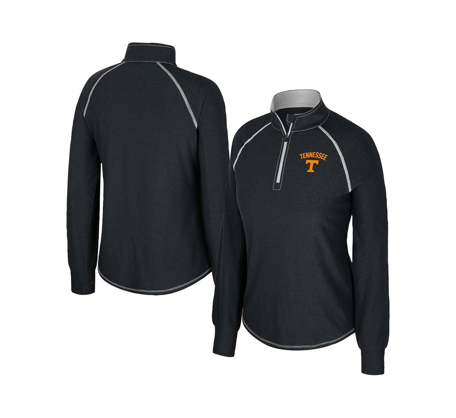 Женская толстовка Colosseum Black Tennessee Volunteers Bikram Raglan Quarter-Zip