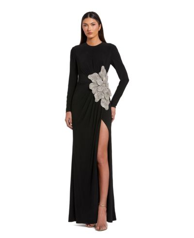 Mac Duggal Женское вечернее платье из джерси с декорированным цветком