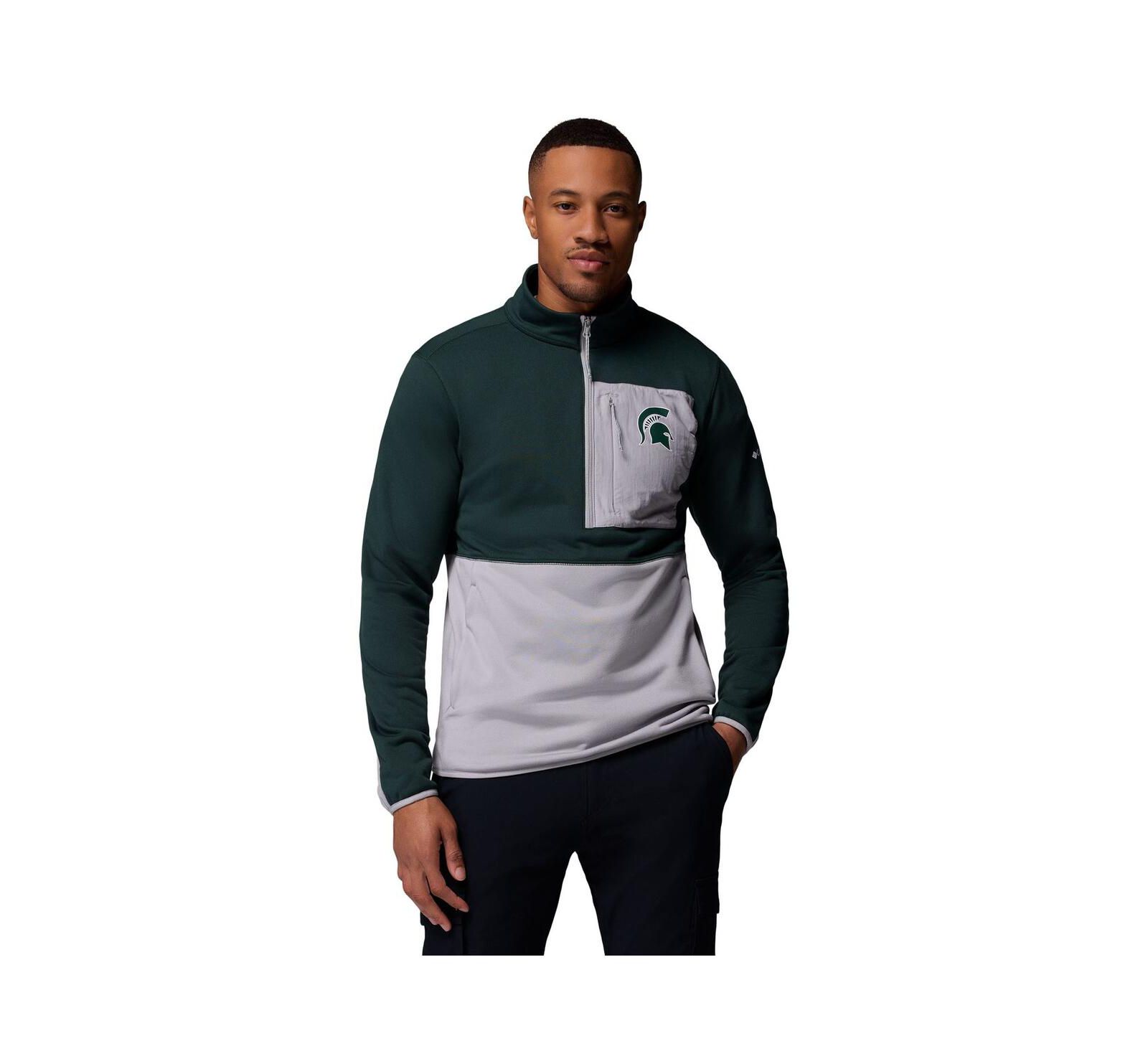 Columbia Men's Green/Gray Michigan State Spartans Hike Omni-Wick Half-Zip Pullover Sweatshirt