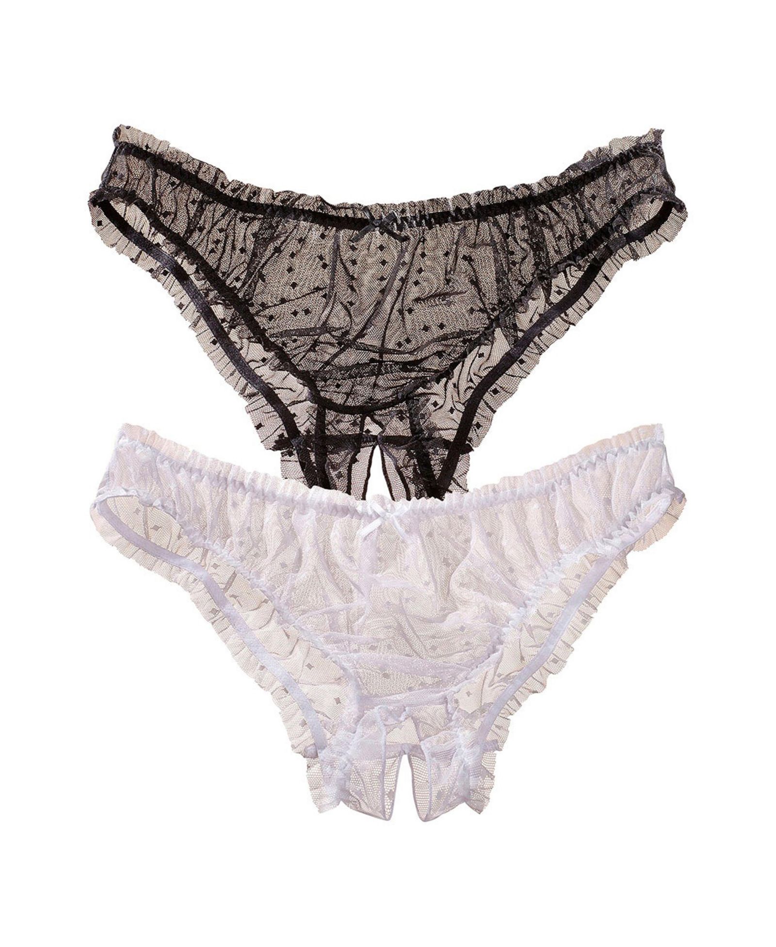 LASCANA Women's Polka-Dot Print 2-Pack Sheer Open Panties Alluring Lingerie