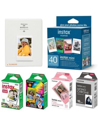 Набор Fujifilm Instax Mini: разноцветная фотопленка (40 кадров) и альбом Smoky White