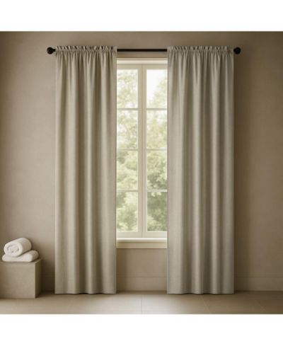 Kate Aurora 1 Piece Flax Semi Sheer Rod Pocket Beige Linen Curtain Panel