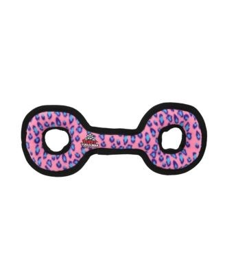 Tuffy Medium Tug-O-War Pink Leopard, Durable Plush Squeaky Dog Toy