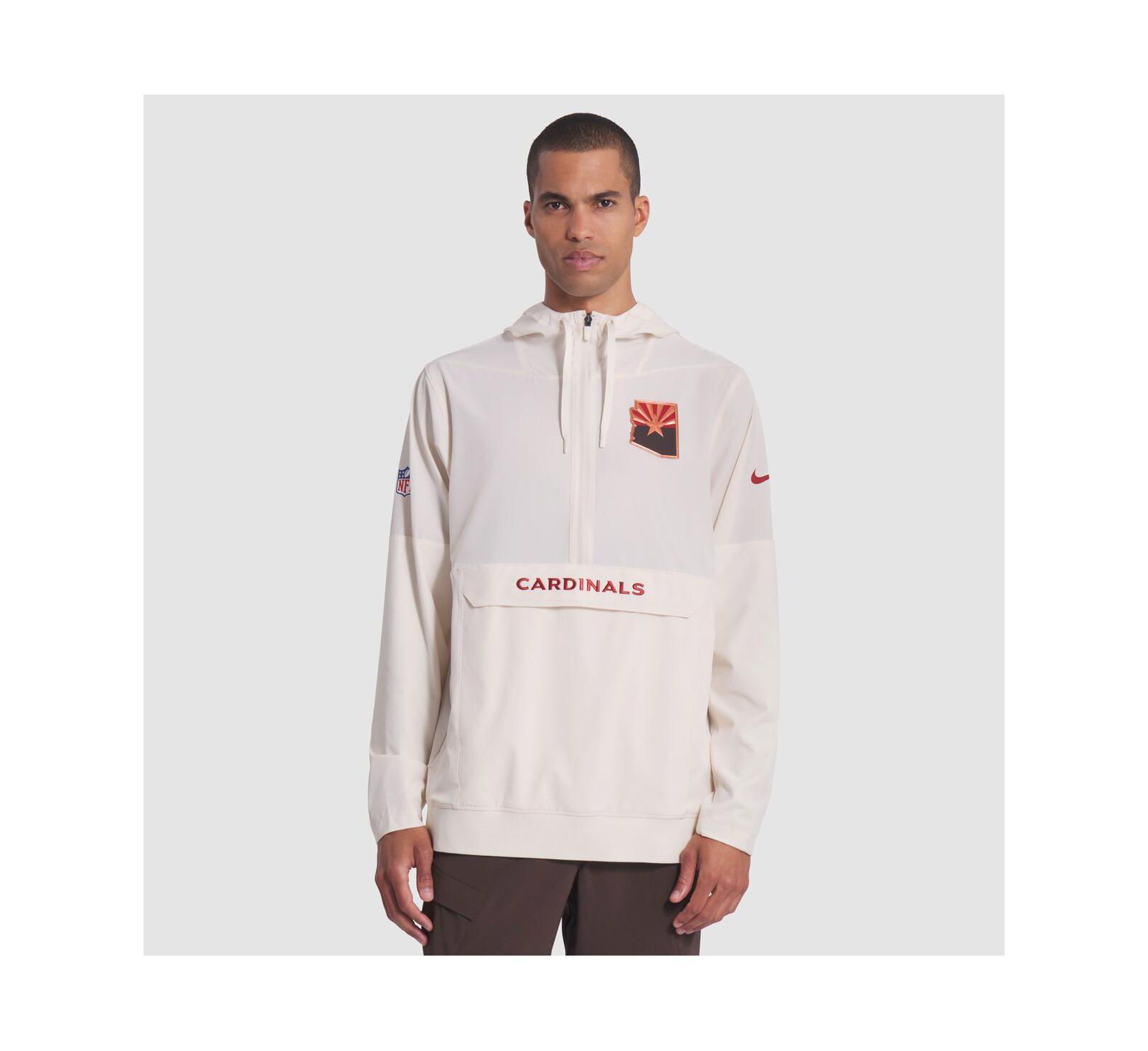 Nike Men's Natural Arizona Cardinals 2025 Rivalries Collection Sideline Anorak Half-Zip Hoodie Jacket