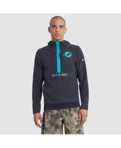 Nike Men's Pitch Blue Miami Dolphins 2025 Rivalries Collection Sideline Anorak Half-Zip Hoodie Jacket
