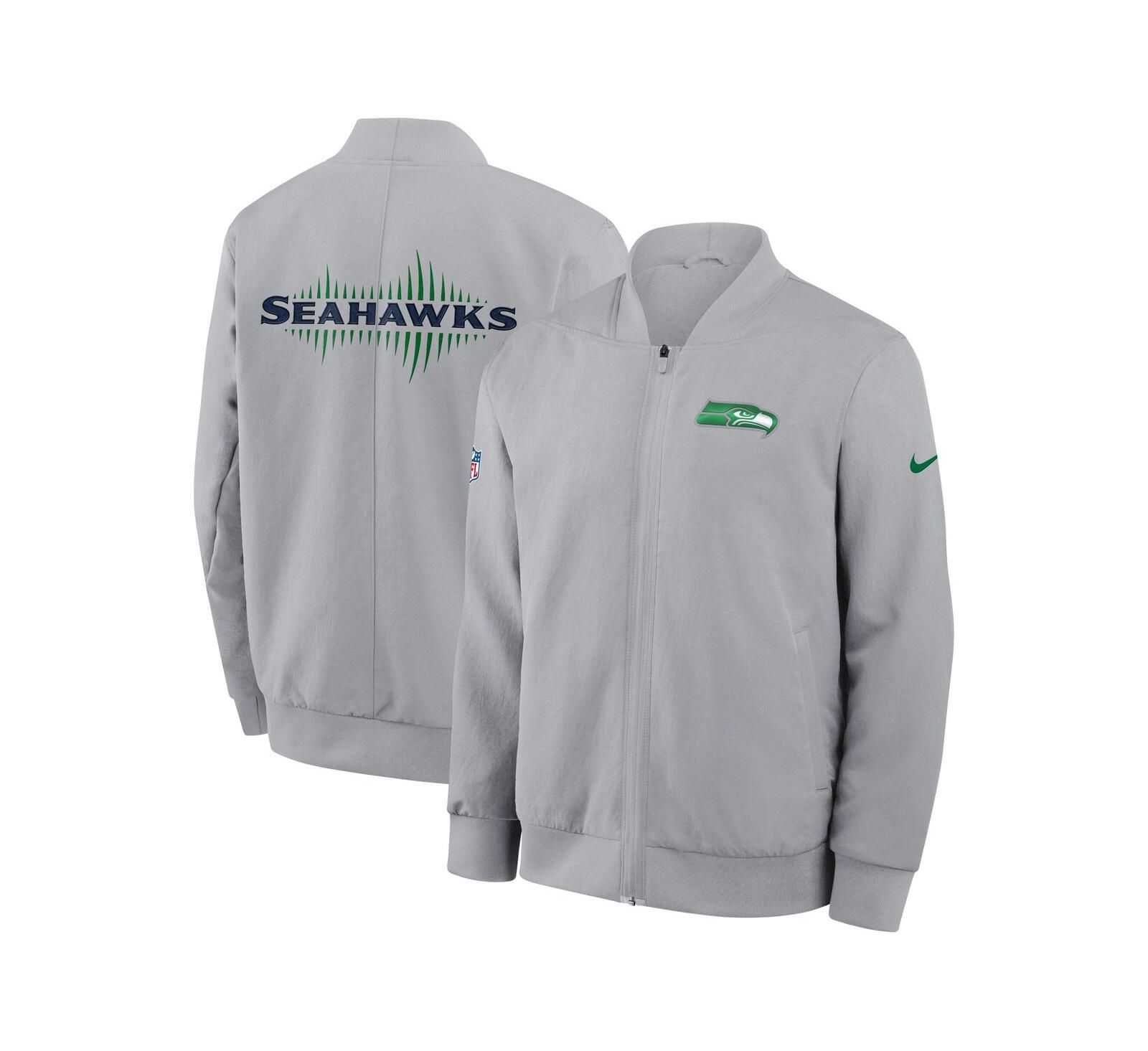 Nike Men's Wolf Gray Seattle Seahawks 2025 Rivalries Collection Sideline Full-Zip Bomber Jacket