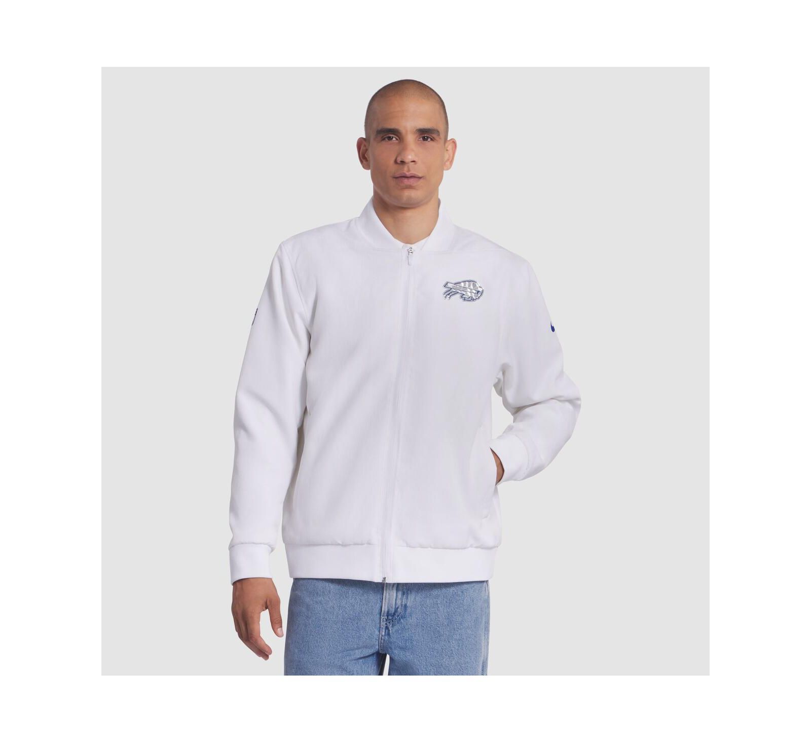Nike Men's White Buffalo Bills 2025 Rivalries Collection Sideline Full-Zip Bomber Jacket