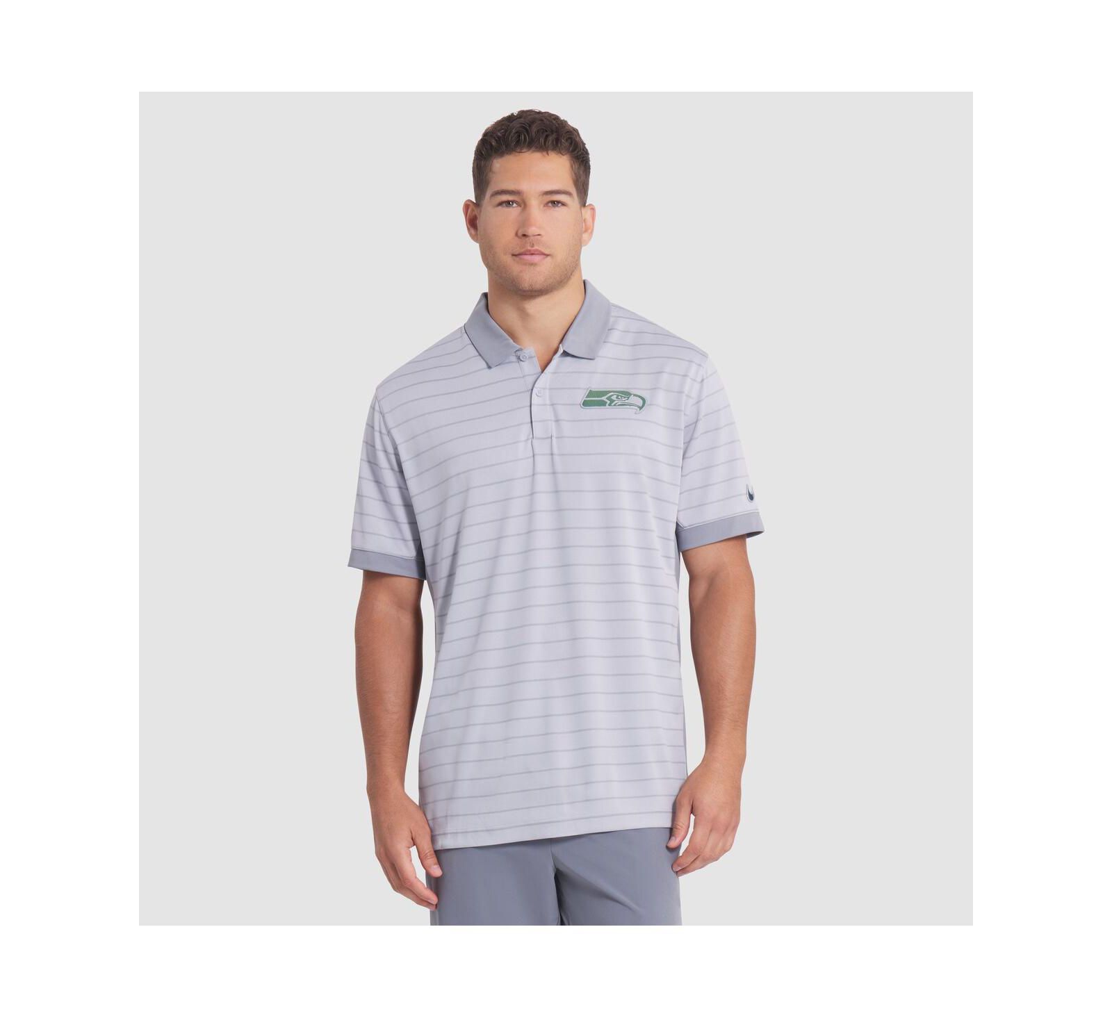 Nike Men's Wolf Gray Seattle Seahawks 2025 Rivalries Collection Sideline Victory Striped Dri-FIT Polo Shirt