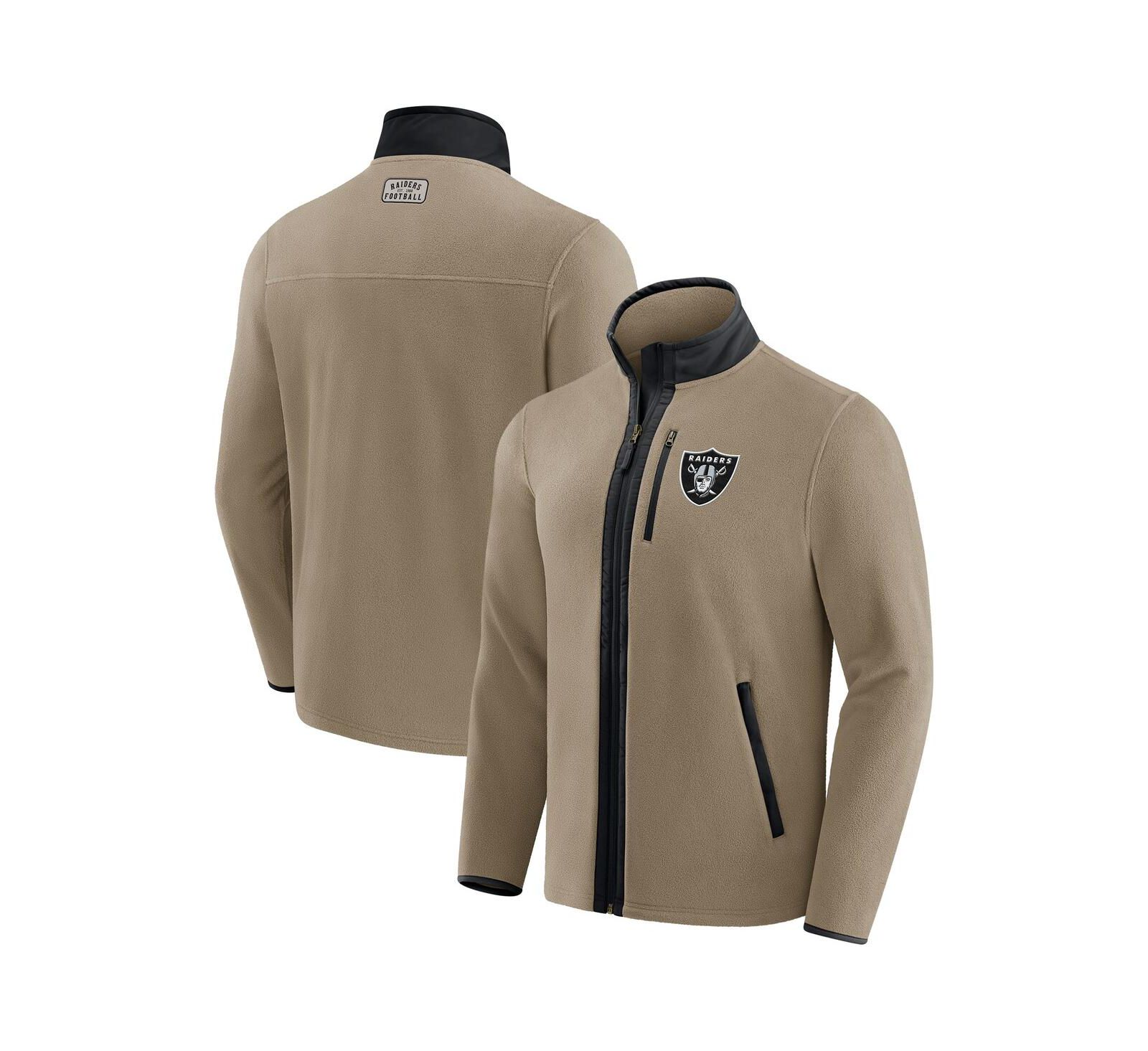 Darius Rucker Collection by Fanatics x NFL Men's Tan Las Vegas Raiders Heavyweight Polar Fleece Full-Zip Jacket