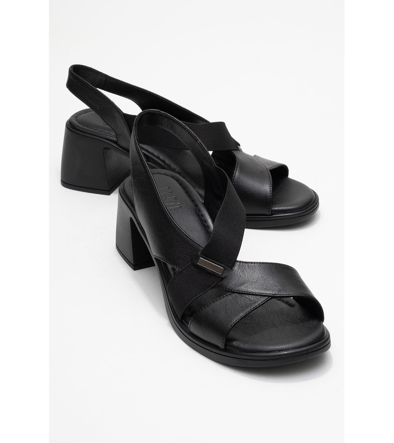 Forever & Always Shoes Crina Elasticated Leather Chunky Heel Sandal (Women)
