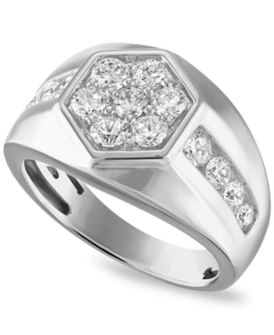 Esquire Men's Jewelry Lab-Grown Diamond (1-1/2 ct. t.w.) Ring in Sterling Silver