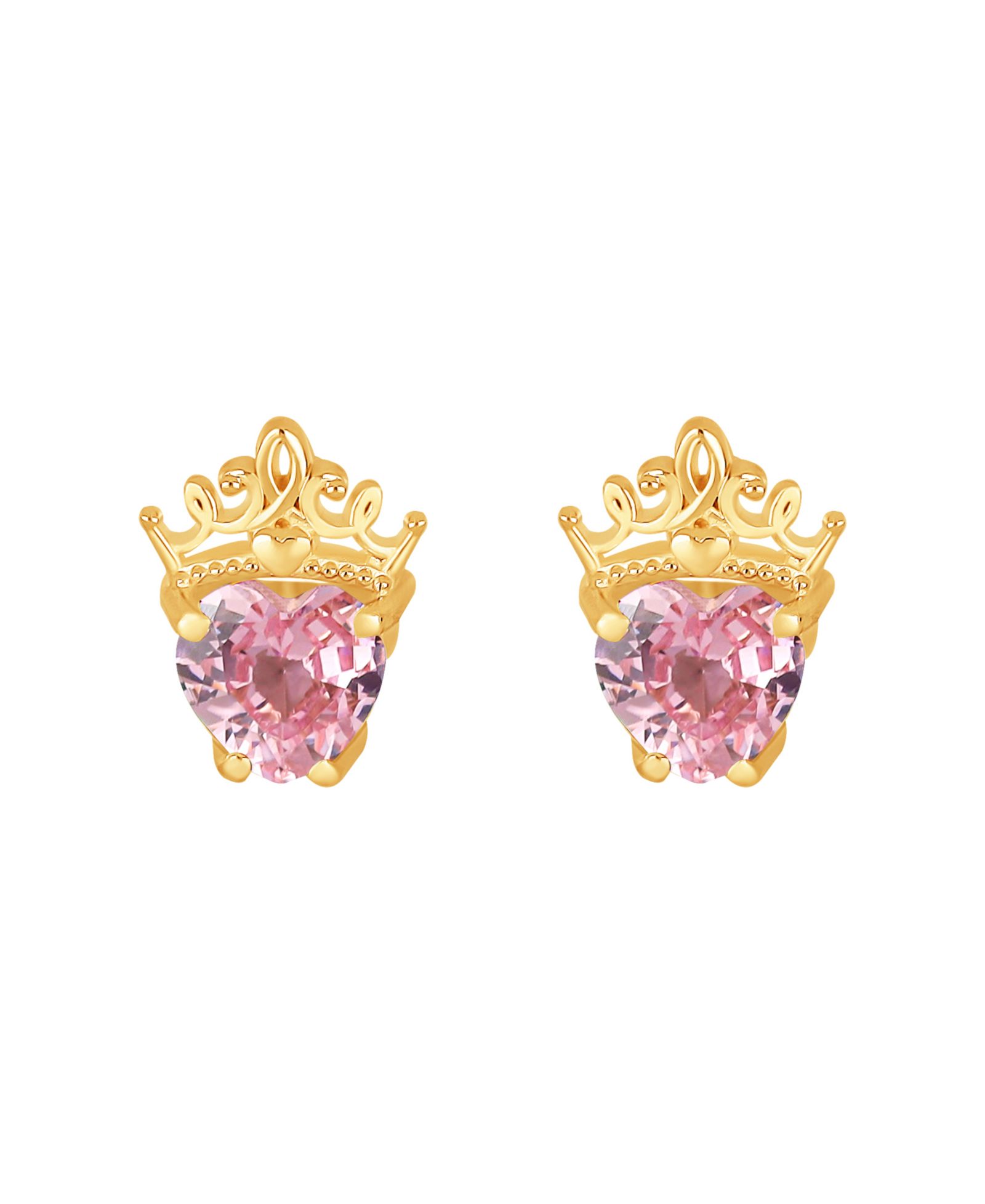 Серьги Disney Cubic Zirconia Heart из 10k Yellow Gold