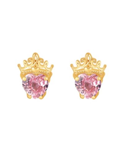 Disney Cubic Zirconia Heart Earrings in 10k Yellow Gold
