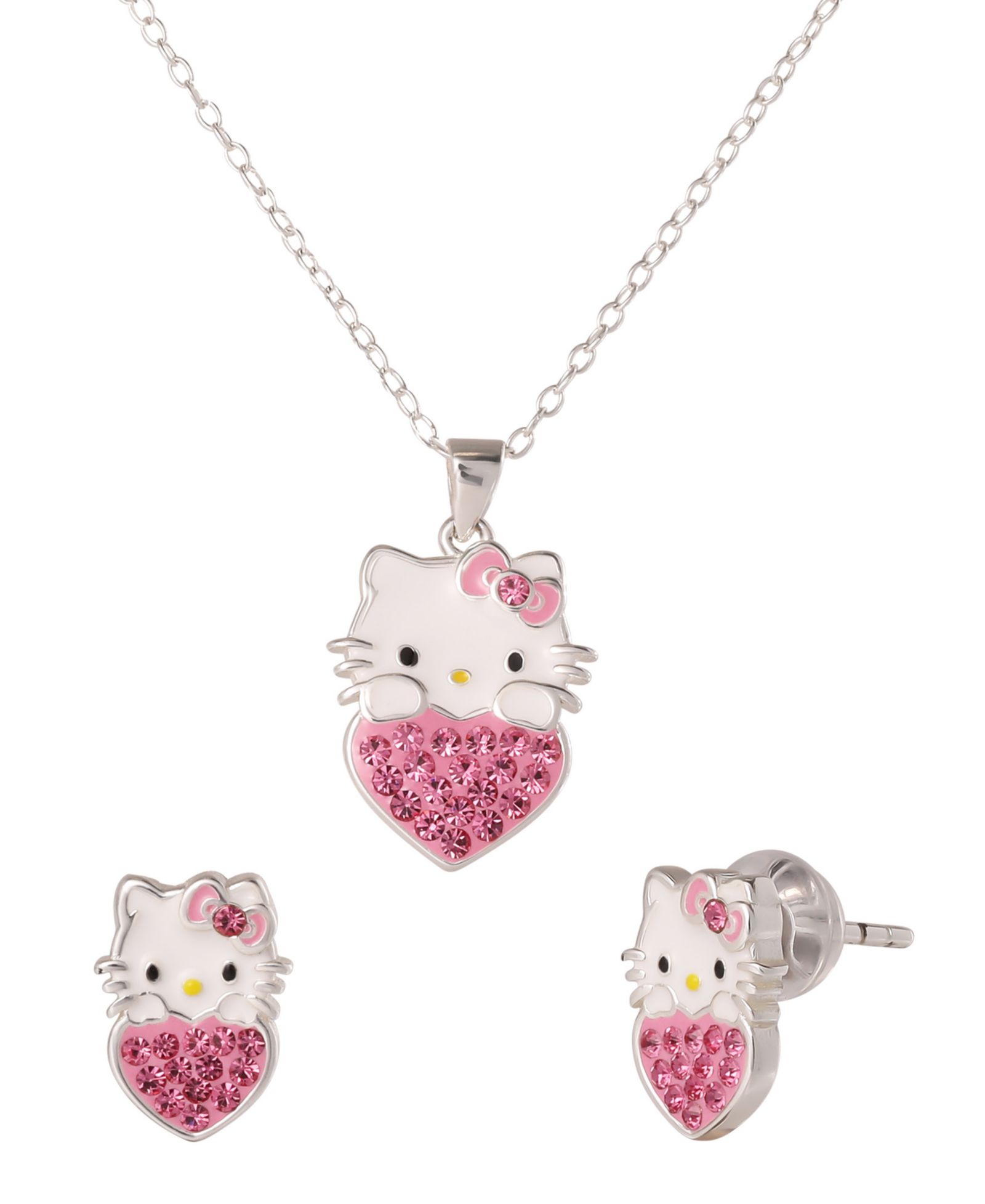 Набор колье и серег Macy's Hello Kitty из стерлингового серебра с цирконием