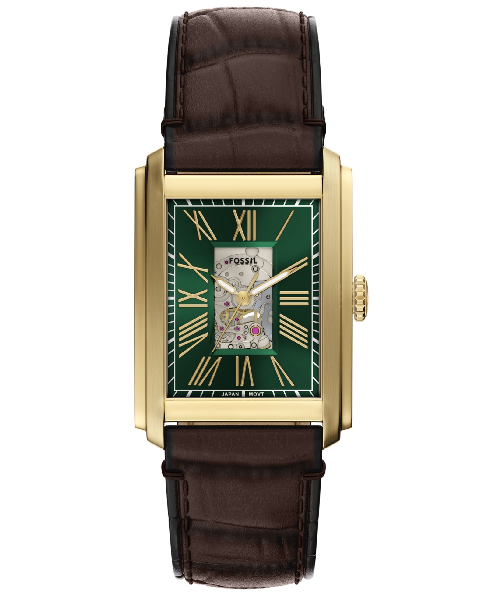 Мужские часы Fossil Carraway Automatic Brown Croco Leather 30mm
