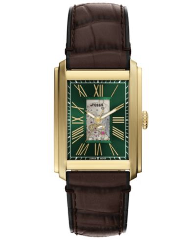 Fossil Men's Carraway Automatic Brown Croco Leather Watch, 30mm