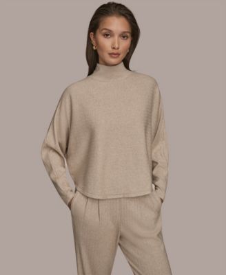 Donna Karan Weekend Women's Brushed Rib Dolman Funnel Neck Pullover