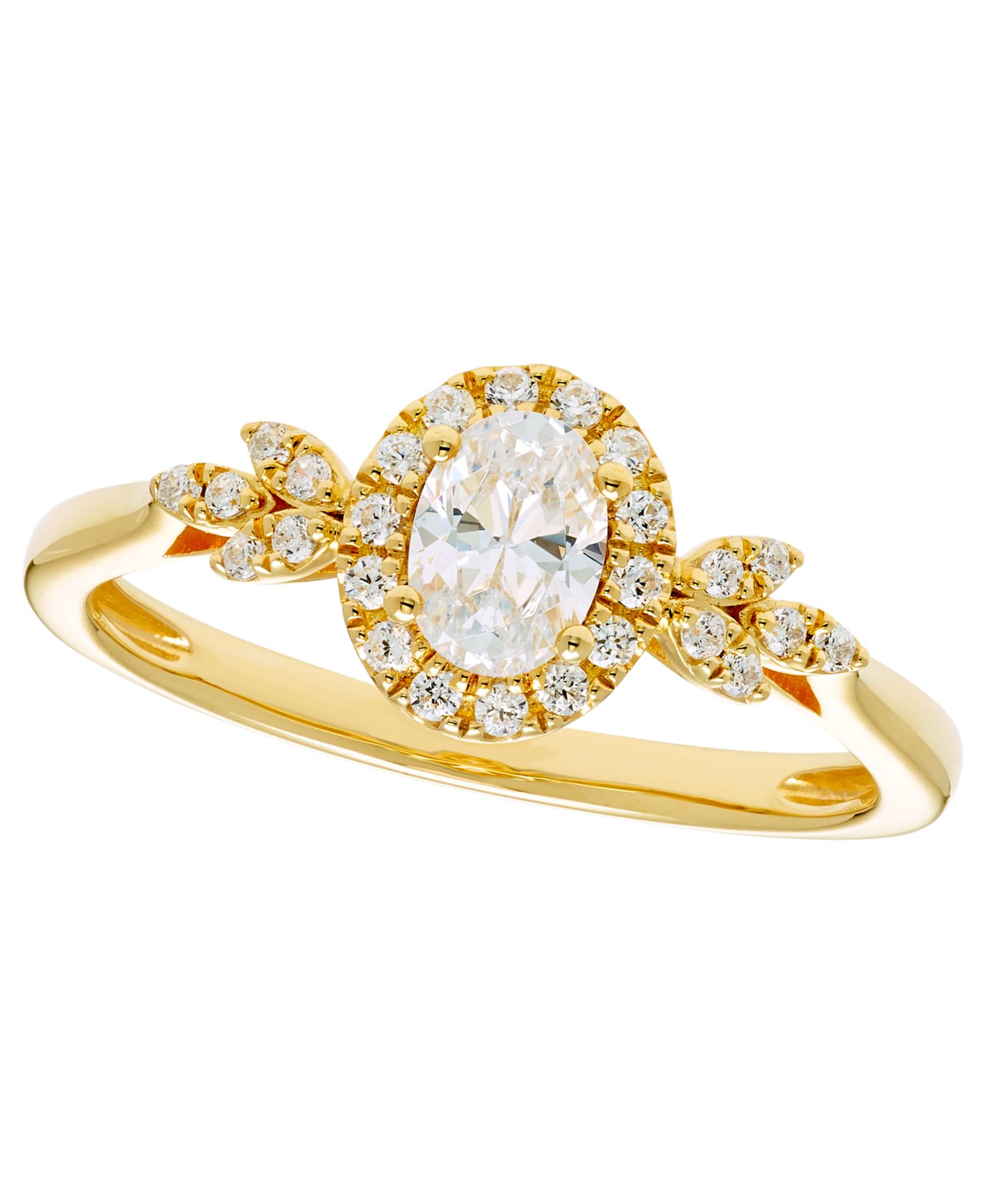 Кольцо Macy's Diamond Halo из желтого золота 14k (1/2 ct. t.w.)