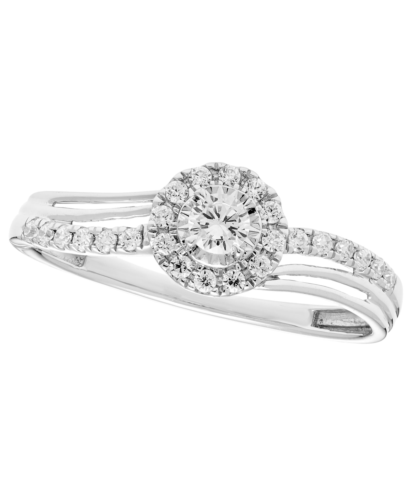 Кольцо Macy's Diamond Halo (1/4 ct. t.w.) из белого золота 14k
