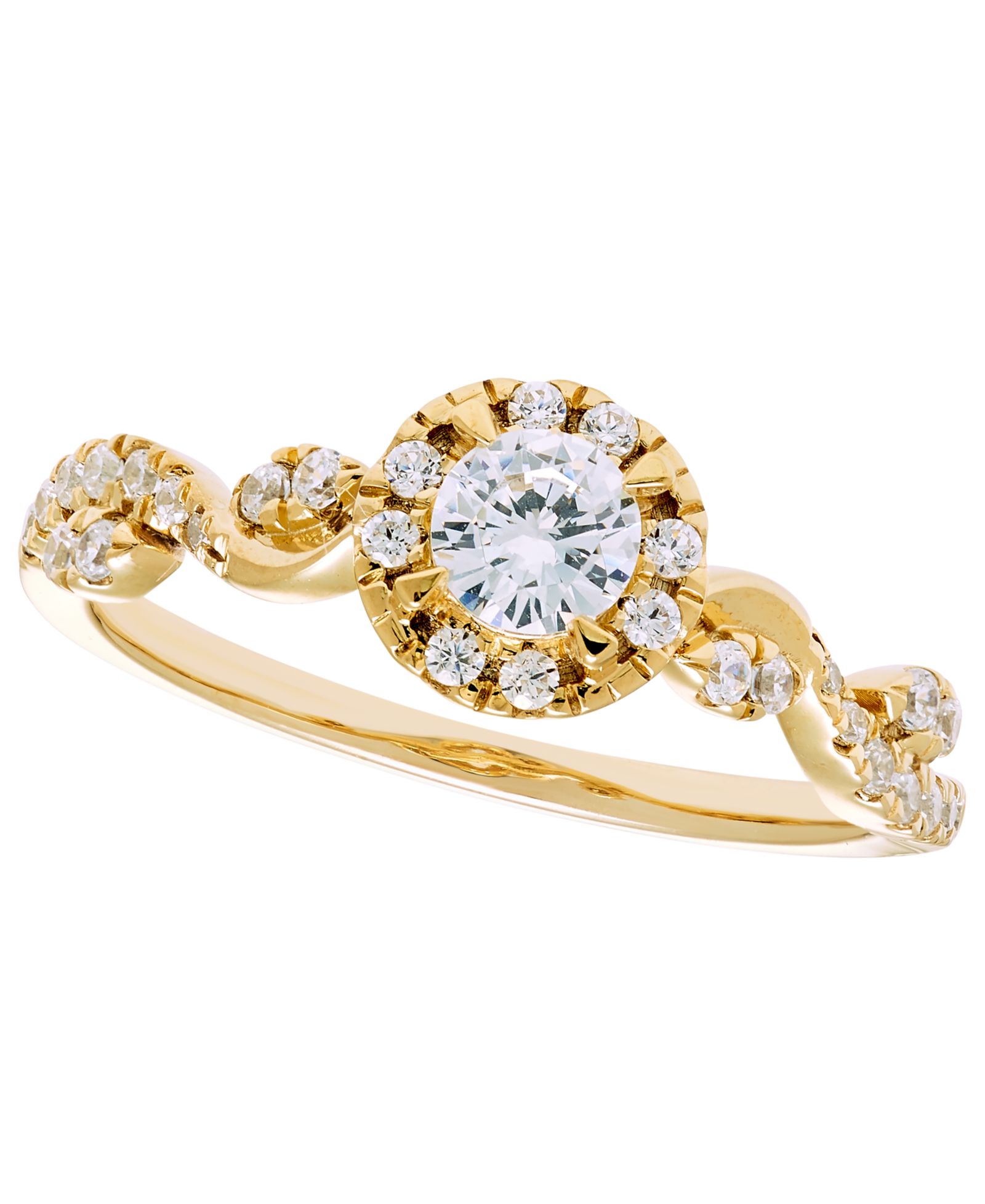 Macy's Diamond Halo Ring (1/2 ct. t.w.) in 14k Yellow Gold