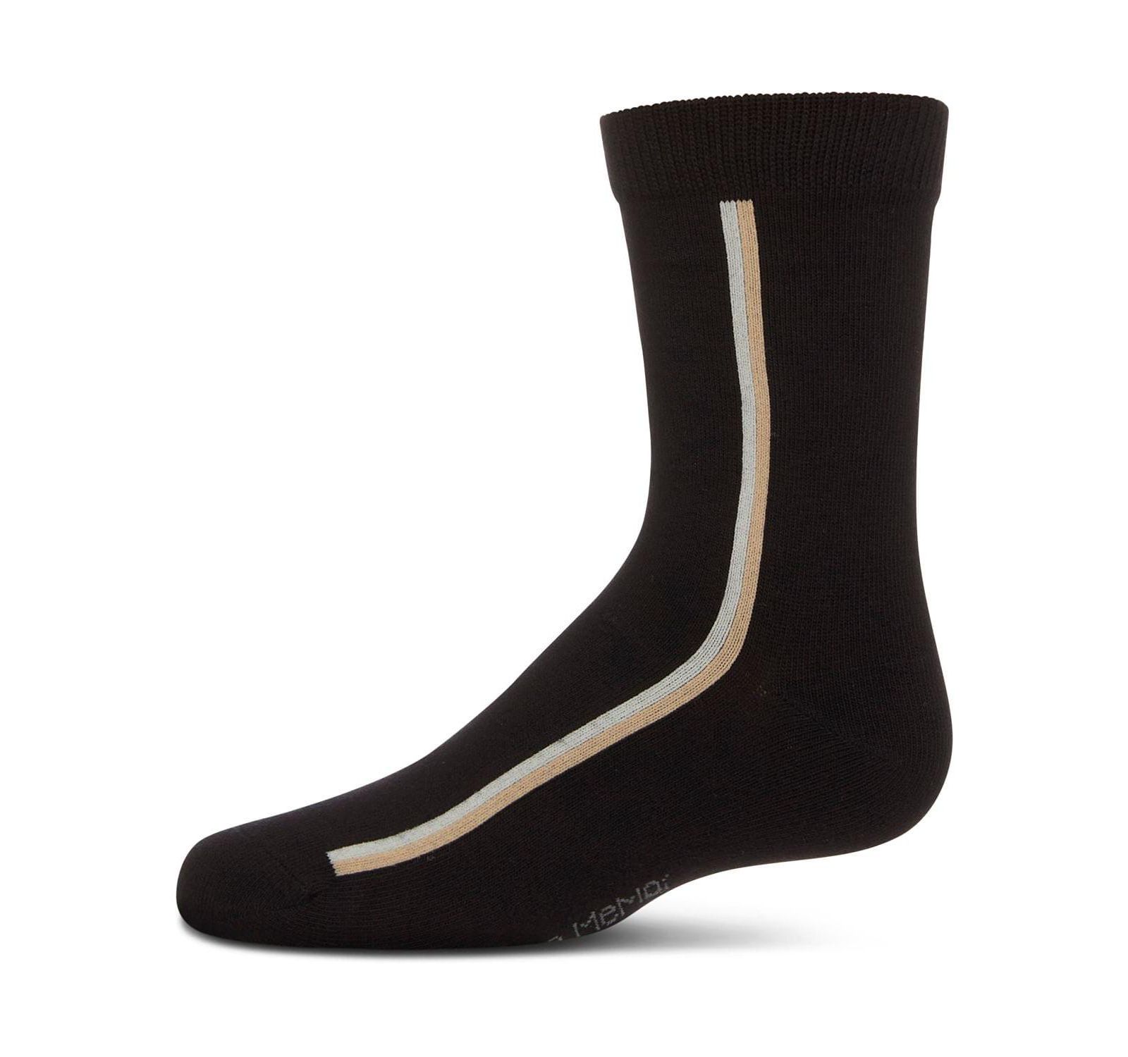 MeMoi Boys Dual-Stripe Cotton-Rich Fine-Gauge Crew Sock