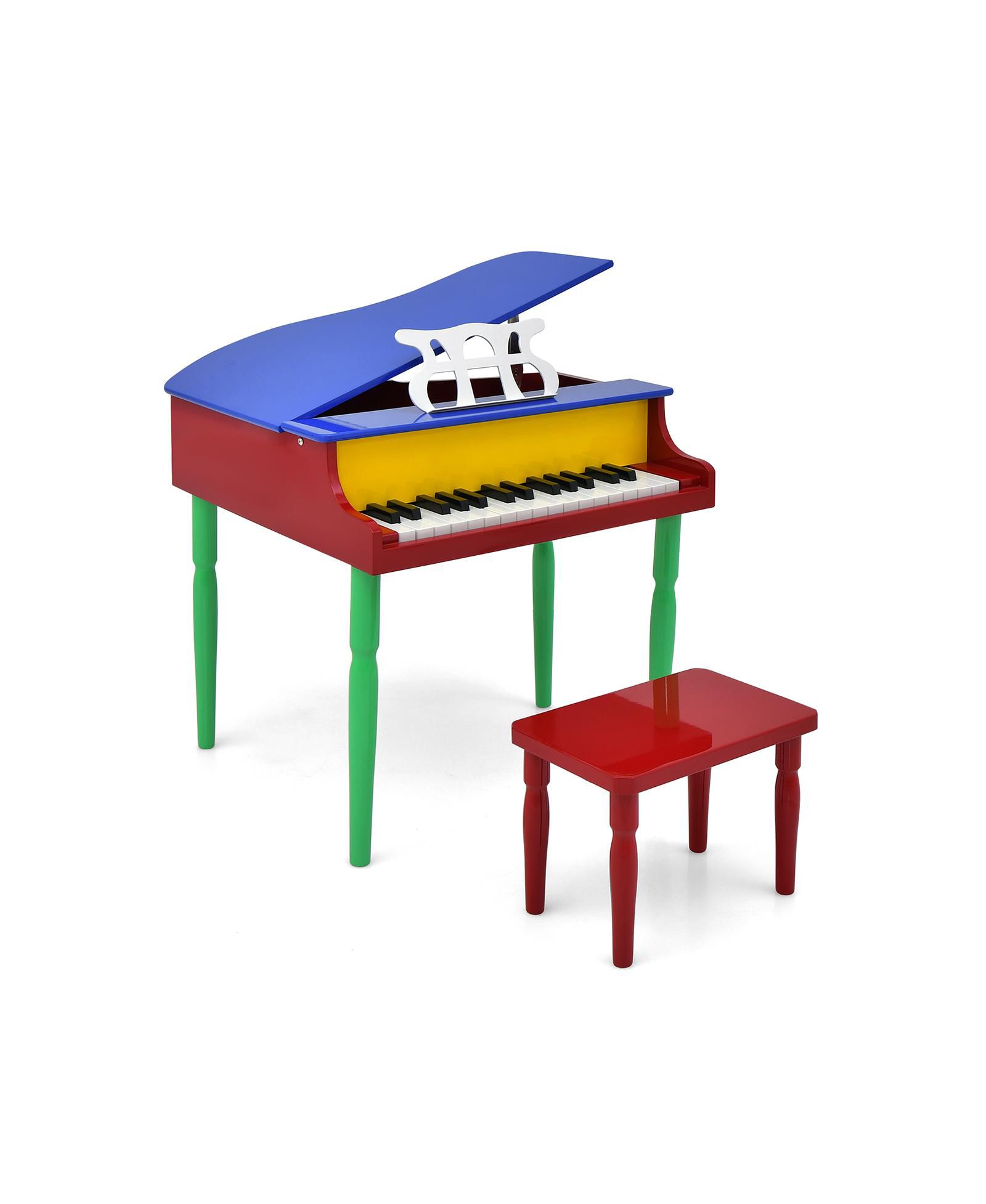 Детское деревянное пианино HONGGE 30-Key Wood Toy с банкеткой и подставкой