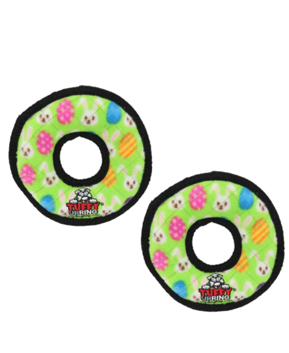 Tuffy Holiday Jr Ring Egg 2 Pack , Durable Plush Squeaky Dog Toy
