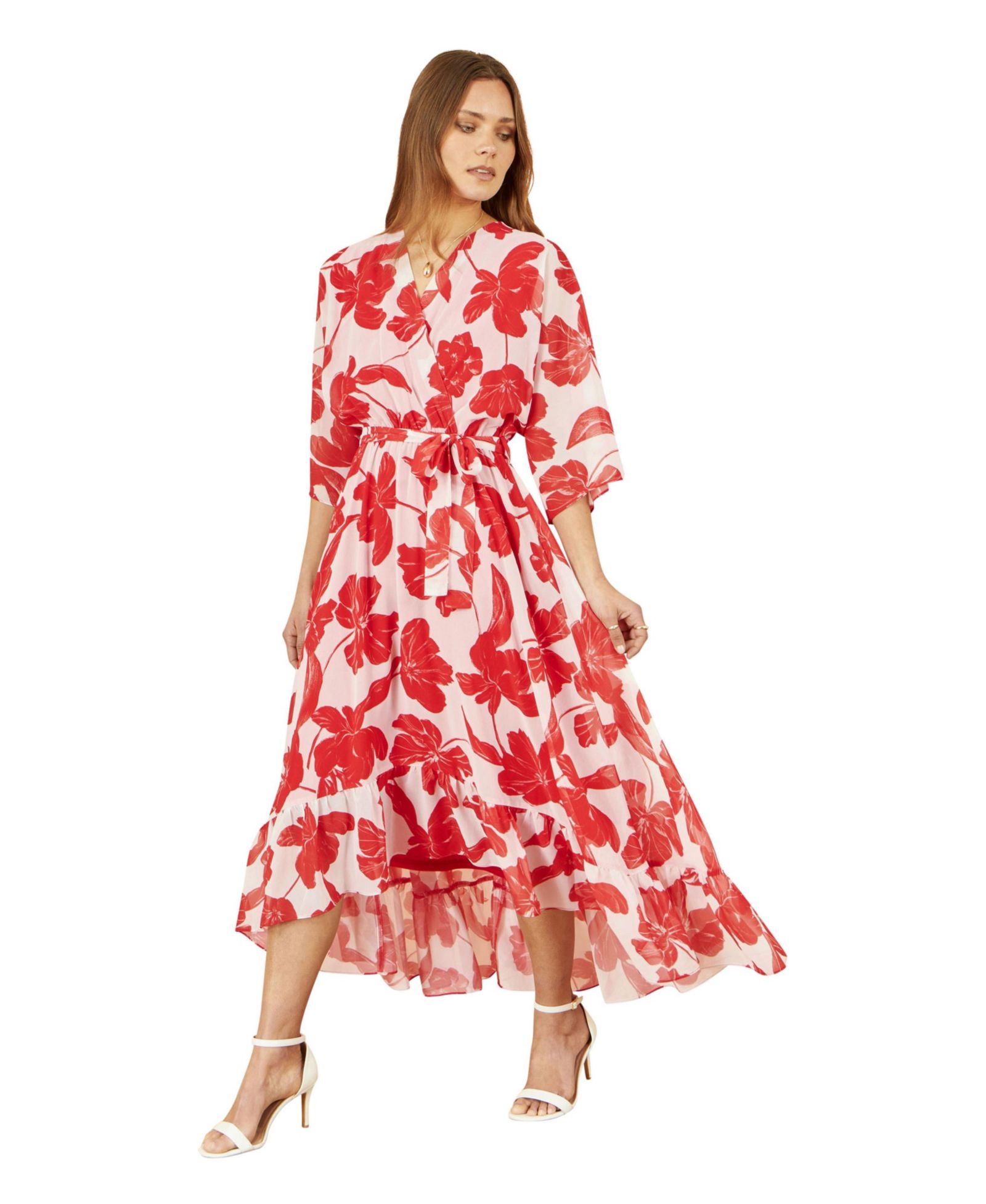 Yumi Women's Midi Dip Hem Wrap Dress