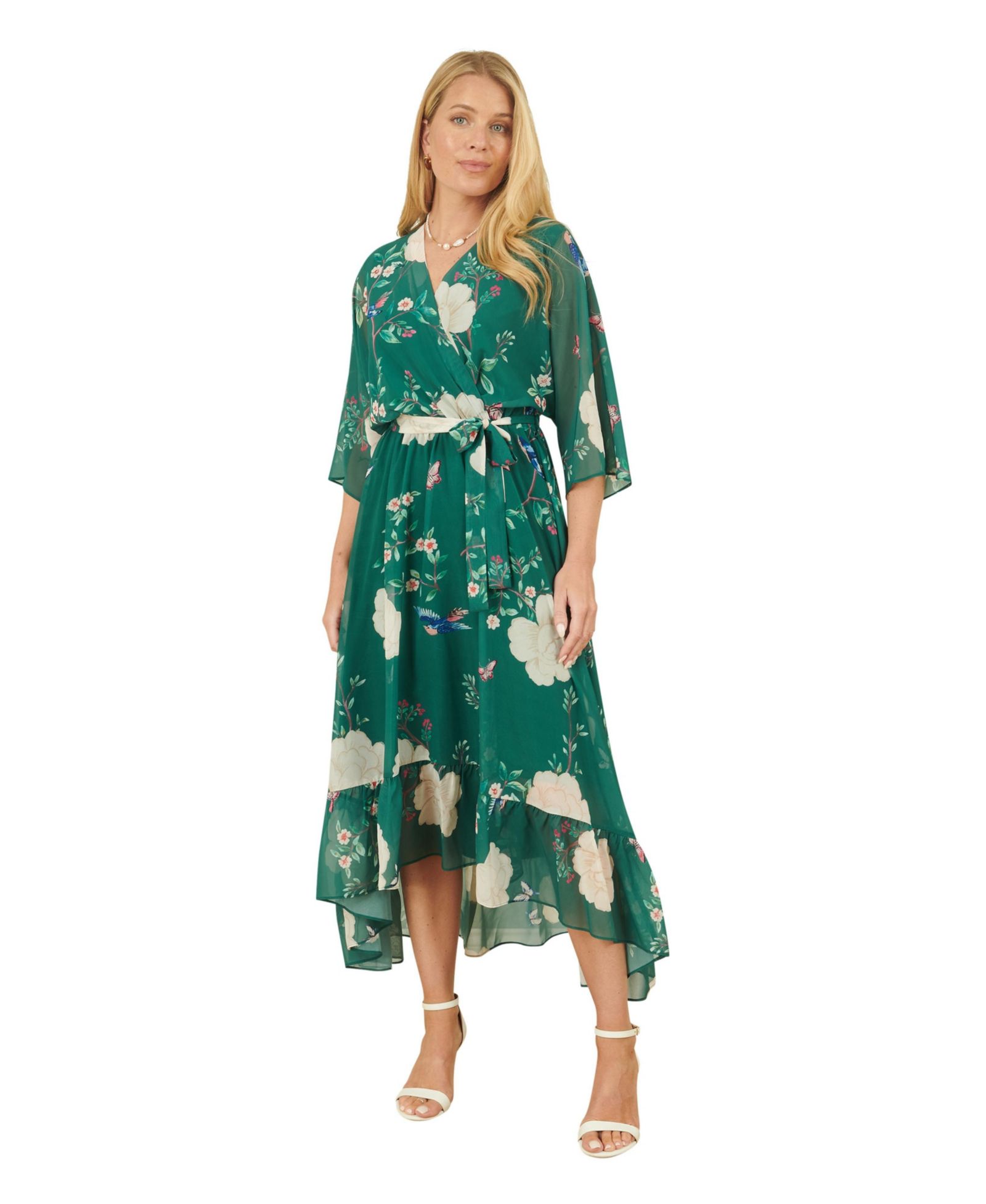 Yumi Women's Midi Dip Hem Wrap Dress