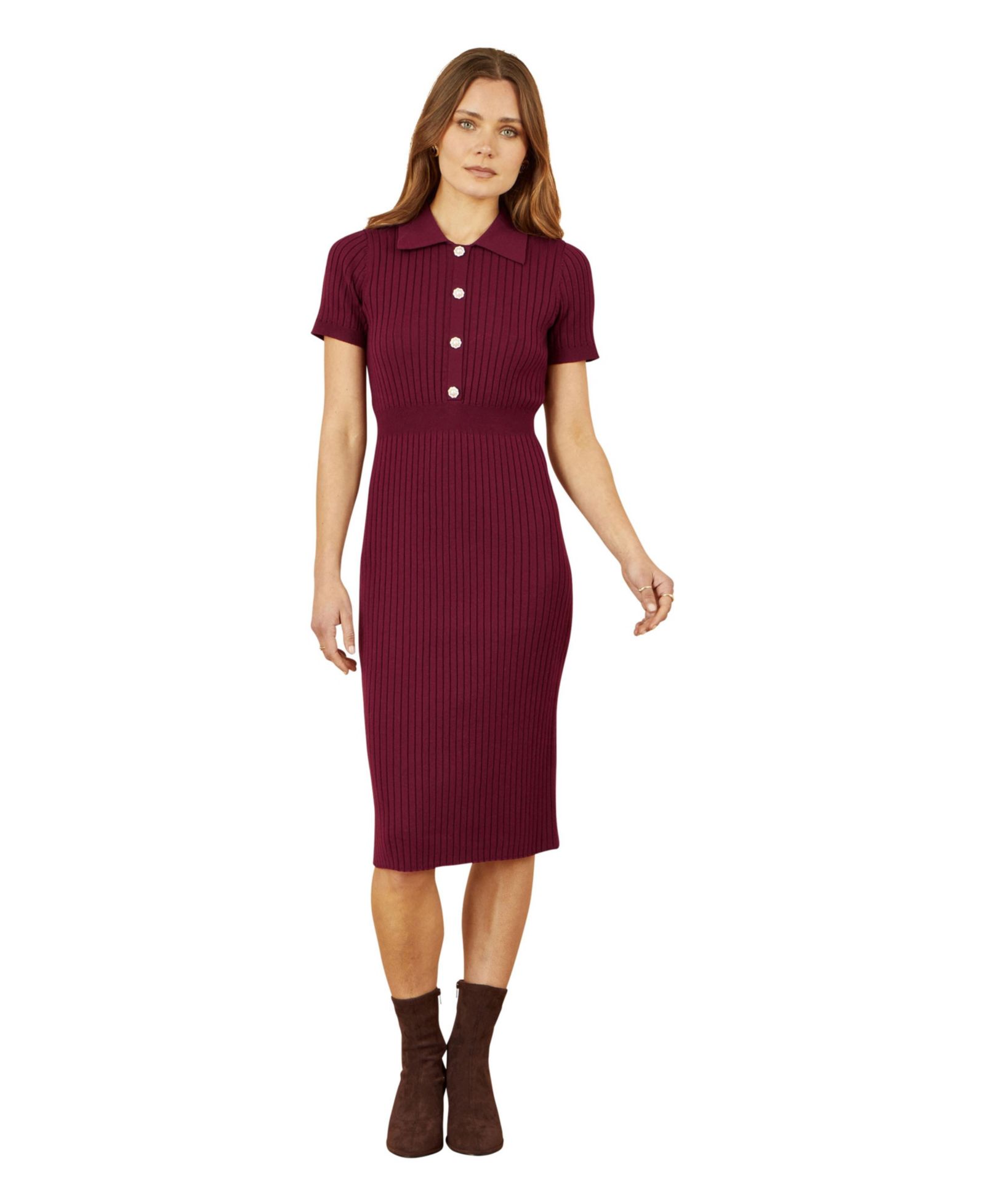 Женское трикотажное миди-платье Yumi Fitted Rib Knitted