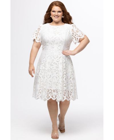 Celebrations by Sydney's Closet женское маленькое белое вечернее платье с кружевом и коротким рукавом