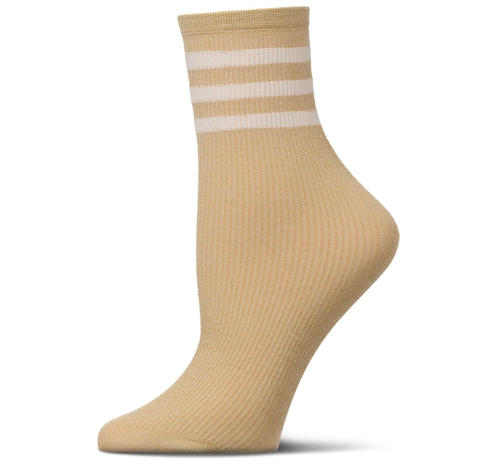 MeMoi Women's Shimmery Sporty Stripe Crew Sock