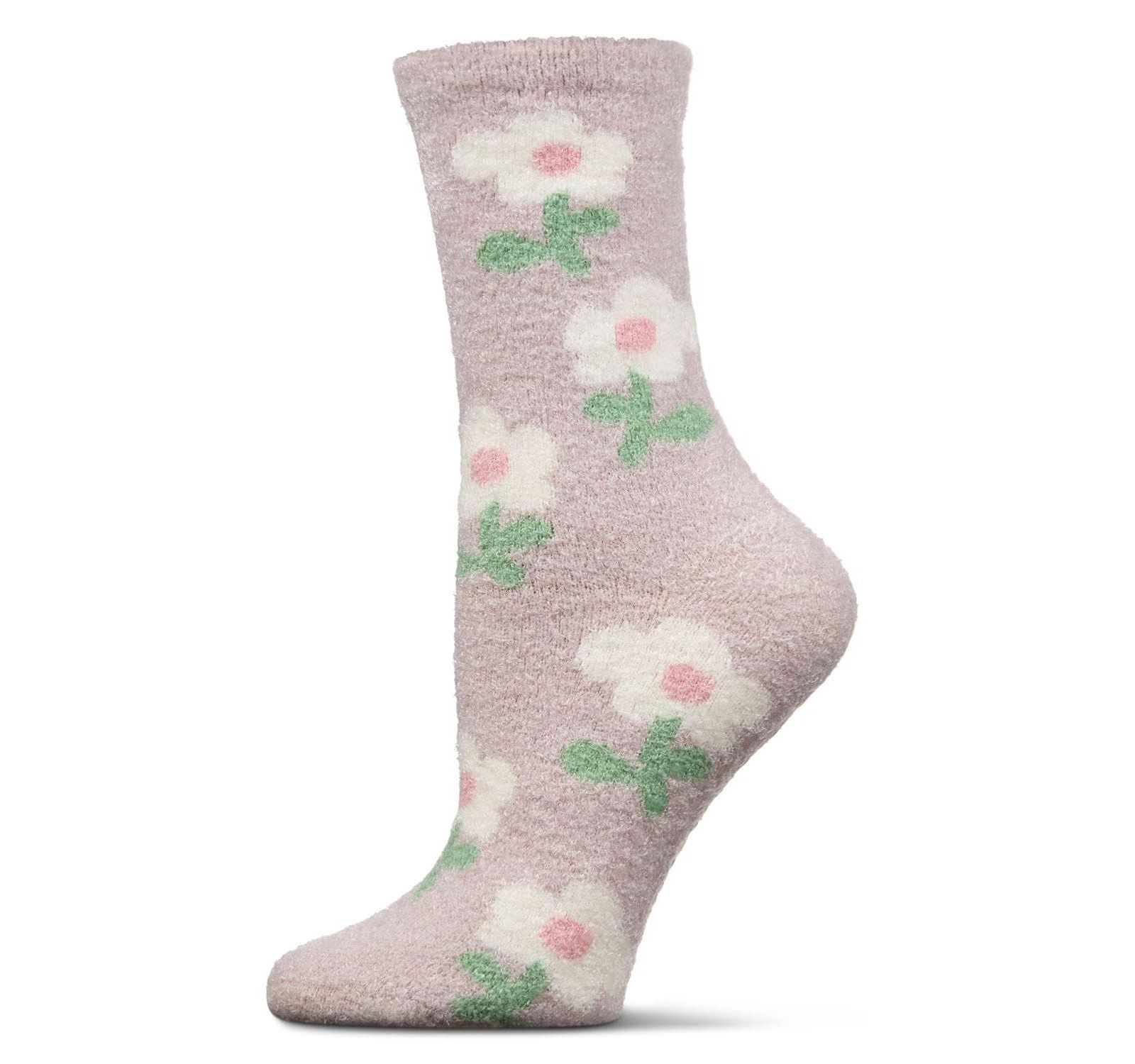 MeMoi Women's Flower Aloe Infused Crew Socks