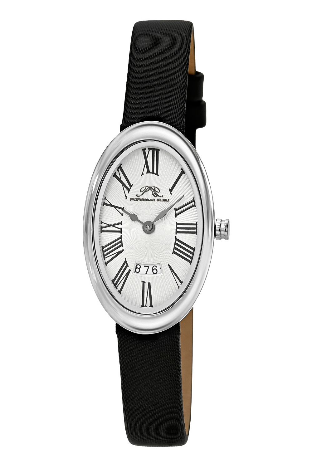 Женские часы Porsamo Bleu Eloise Oval Black Satin Covered Genuine Leather Band 34 mm