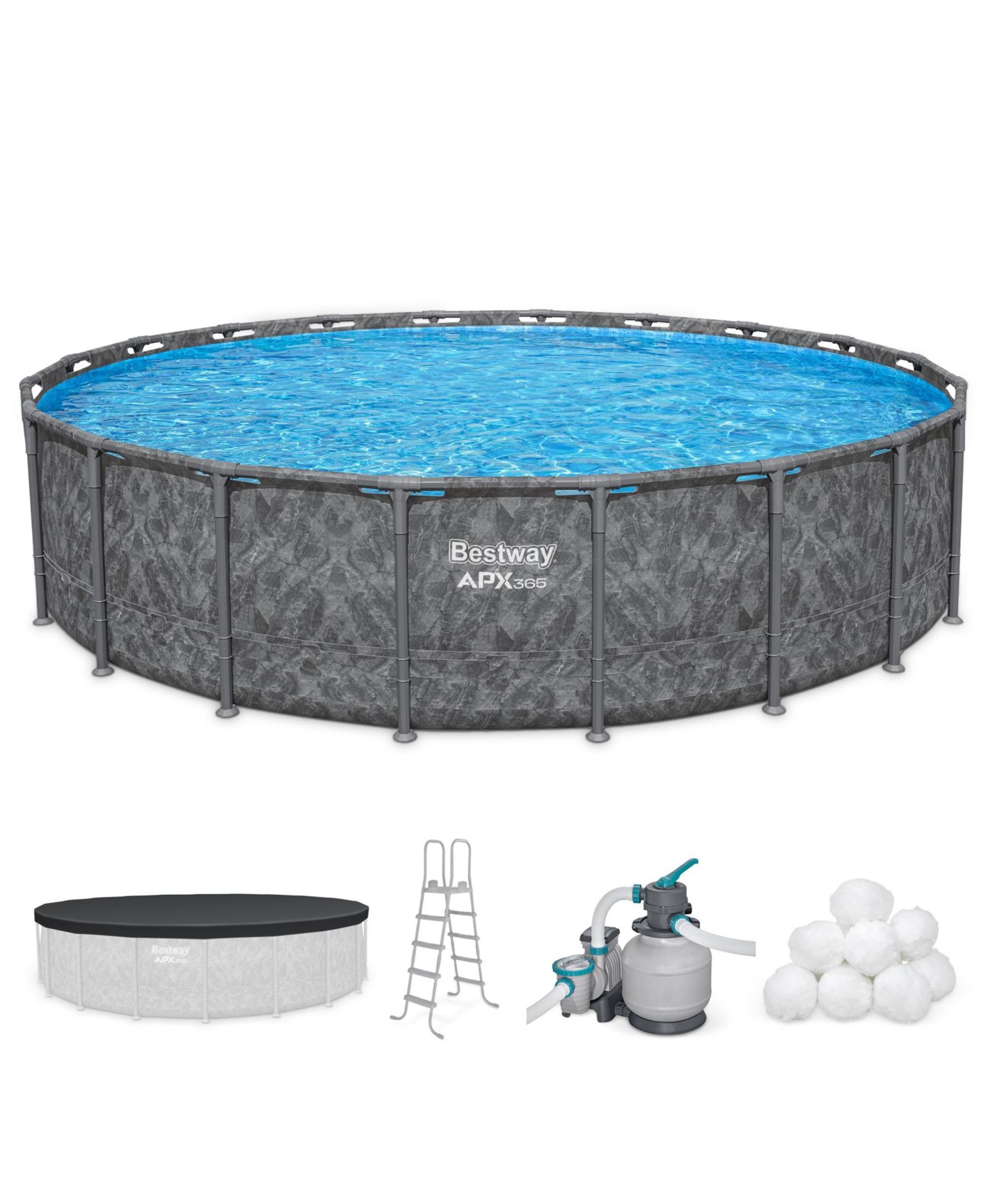Надувной бассейн Bestway APX 365 20'x52" Round Above Ground with Pump and Ladder