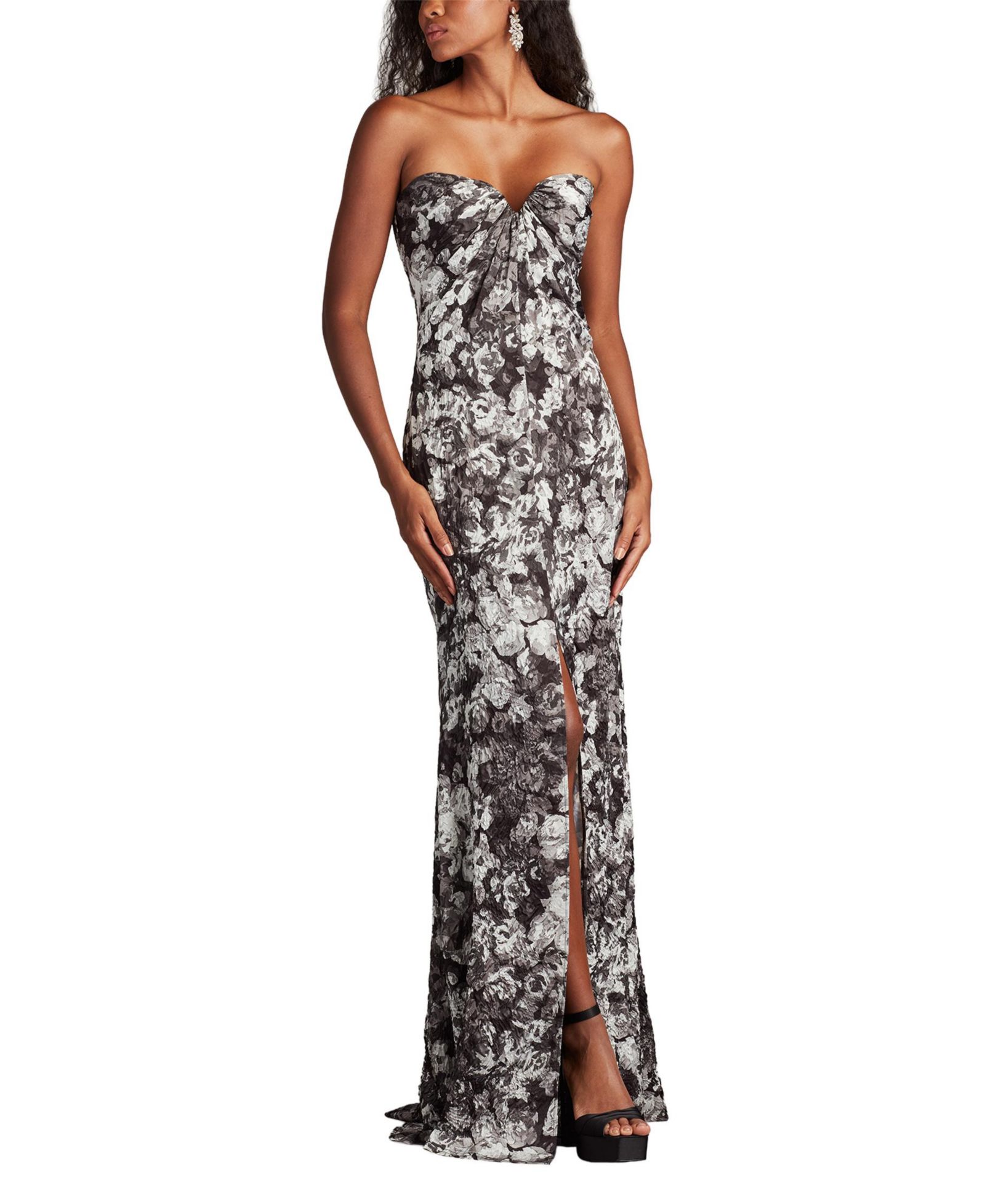 Tadashi Shoji Женский Carnie Strapless Floral Print Gown