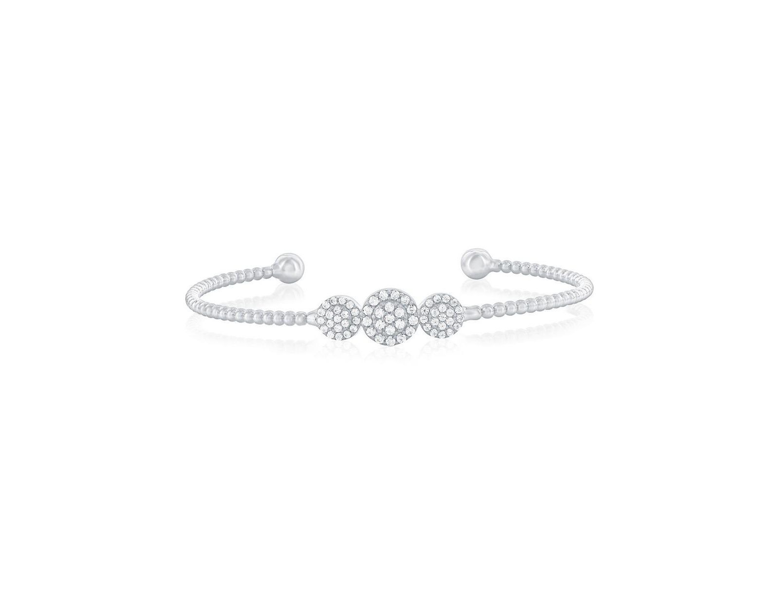 Браслет Sterling, тройной круглый Halo CZ с бусинами