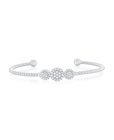 Браслет Sterling, тройной круглый Halo CZ с бусинами