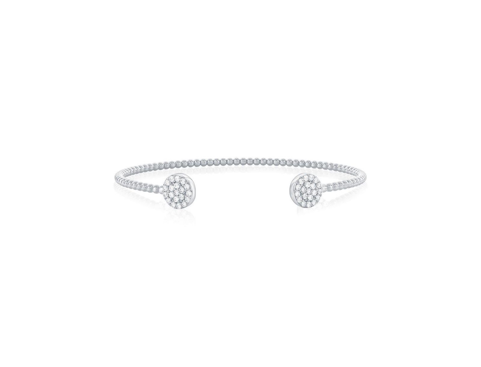 Sterling , Double Round CZ Beaded Bangle