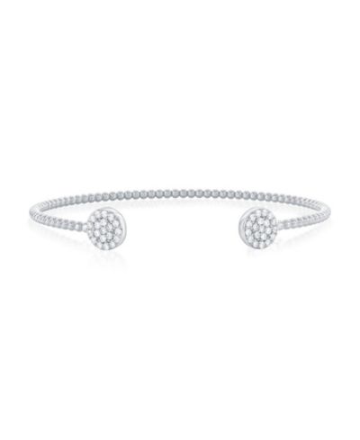 Sterling , Double Round CZ Beaded Bangle