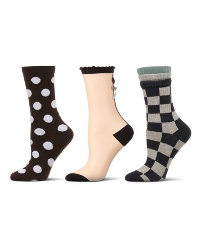 MeMoi Women's 3 Pair Pack Fashion Crew Socks